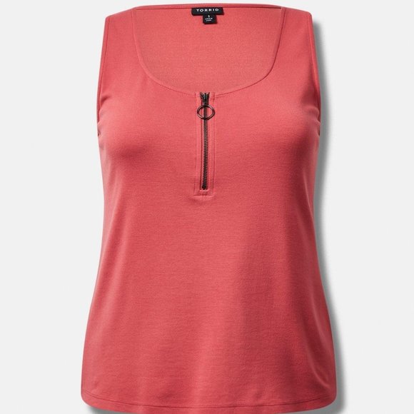 ❤️NWT VINTAGE TORRID TANK - PONTE - SEXY ZIP UP - HOLLY BERRY - PLUS SIZE - Picture 10 of 14